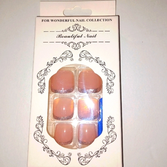 24pc Shimmery Blush/pink French Tip Toe Nail Kit - Picture 4 of 4